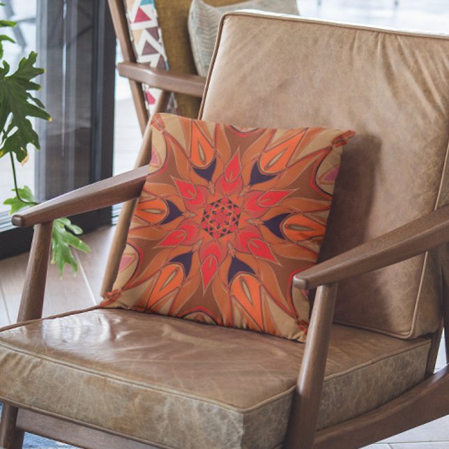 Coussin Carton Mandala Flower Orange (Créateur téléchargé)