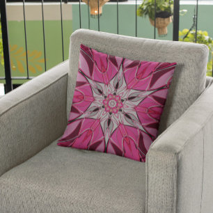 Coussin Carton Mandala Flower rose et blanc