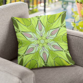 Coussin Carton Mandala Flower vert et rose
