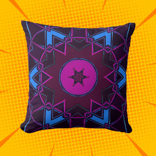 Coussin Carton Mandala violet rose et bleu