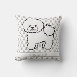 Coussin Carton mignon Bichon Frise Chien & Nom personnalis