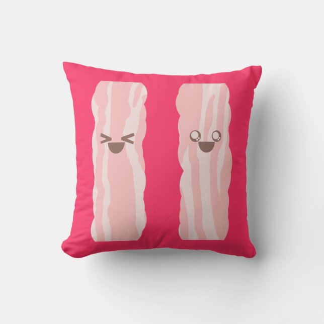 Coussin Cartoon Bacon Petit Déjeuner Mignon Kawaii (Recto)