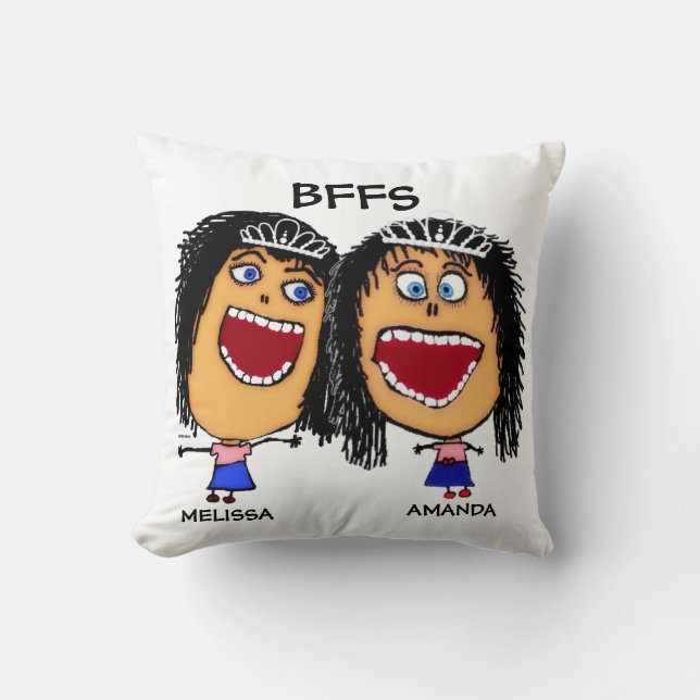 Coussin Cartoon BFFS Personnalisé Soeurs Amis (Recto)