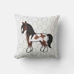Coussin Cartoon Brown Piebald Gypsy Vanner Cheval Shire