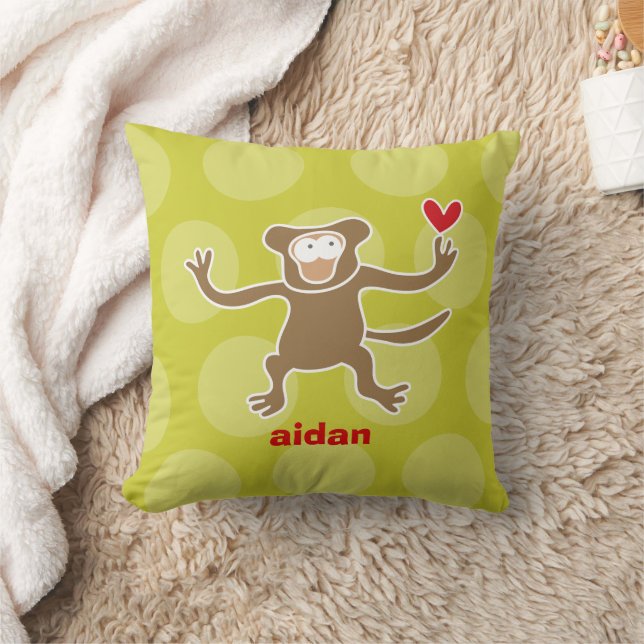 Coussin Cartoon Brown Singe Aimer Points Amusants Enfants (Couverture)