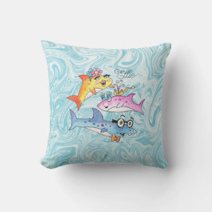 Coussin Cartoon de requin Famille Maman Papa Bébé Fille