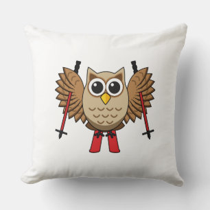 Coussin Cartoon de ski de Chouette