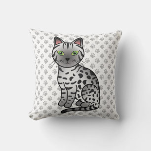 Coussin Cartoon égyptien Mau Cute en Argent Chat & Pâtes