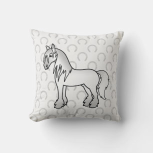 Coussin Cartoon gris Vanner Shire Clydesdale Horse