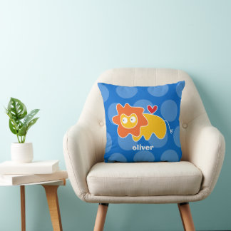 Coussin Cartoon mignon Lion Jaune Amour Coeur Dots amusant