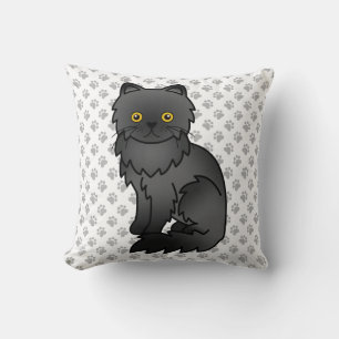 Coussin Cartoon noir persan mignon Chat & Pâtes