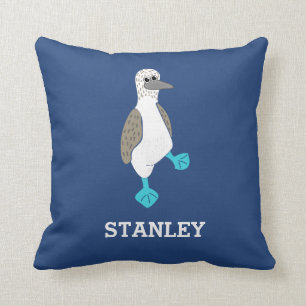 Coussin Cartoon personnalisé Oiseau de jardin à pied bleu
