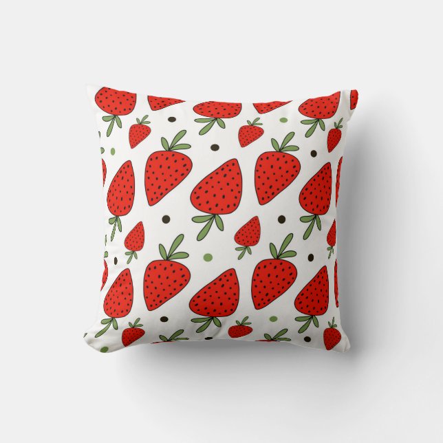 Coussin Cartoon Red Strawberries Motif sans couture (Recto)