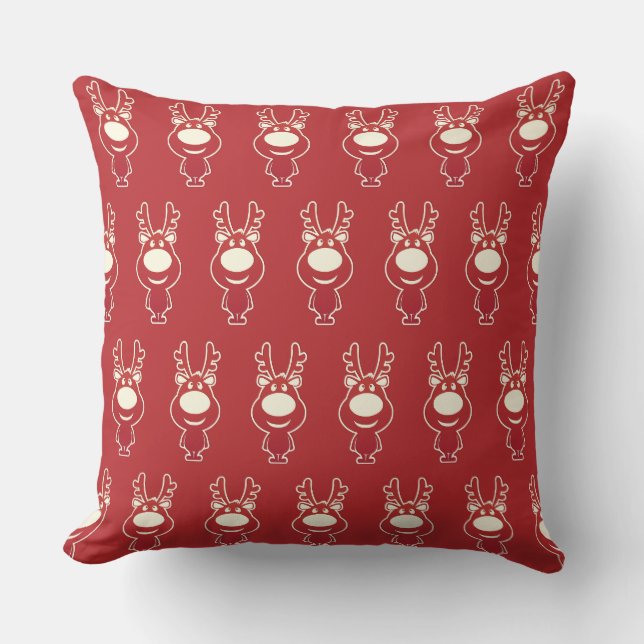 Coussin Cartoon Rudolph Motif rouge (Recto)