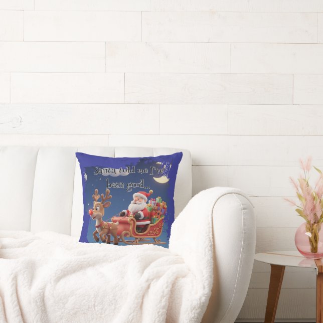 Coussin Cartoon Santa Sleigh Winter Throw Pillow (Canapé)
