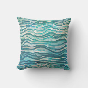 Coussin Cartouche d'aquarelle - Vagues de choc Turquoises