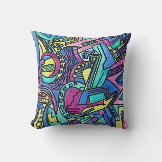 Coussin Casa Mia-Art Abstrait Peint à la Main (Recto)