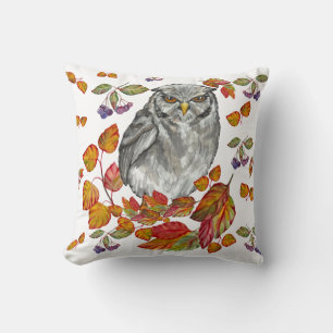 Coussin Cascade chute belle chouette et feuille