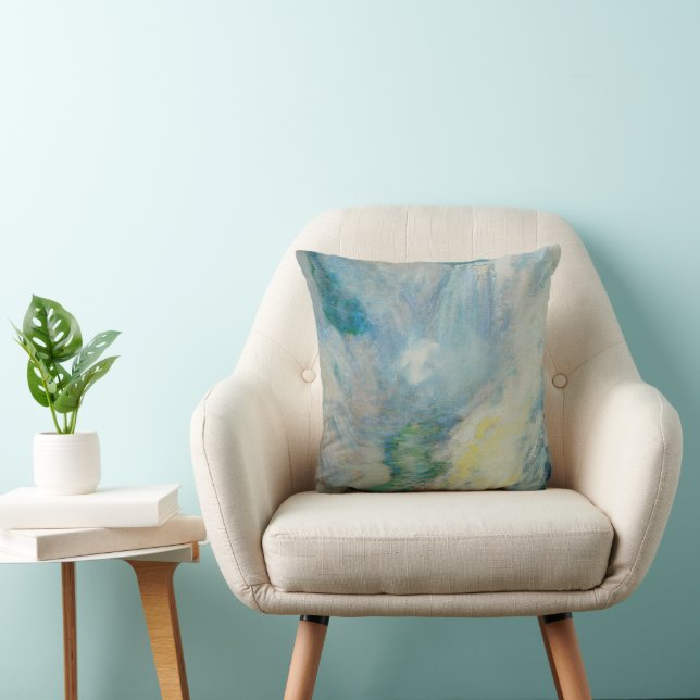 Coussin Cascade dans Yellowstone par Twachtman, Art ancien (Chaise)