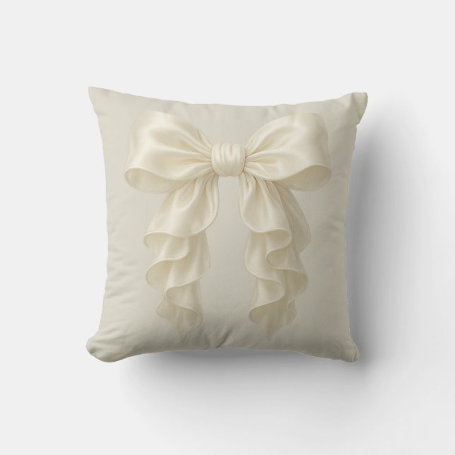 Coussin Cascade de crème à volants noeud élégant posh fémi (Recto)