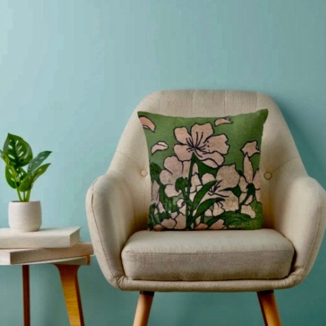 Coussin Cascade de Fleurs Roses (Créateur téléchargé)