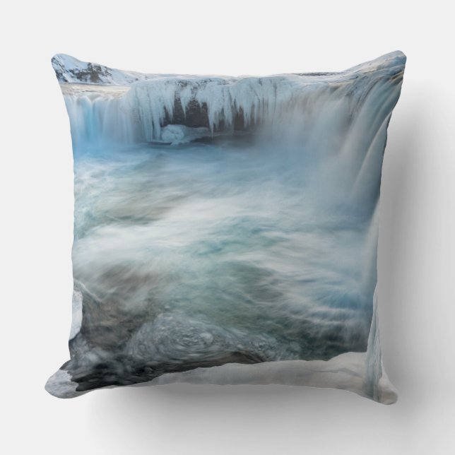Coussin cascade de Godafoss, hiver, Islande 2 (Recto)