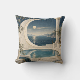 Coussin Cascade de piscine au bord de la mer sur fond de c