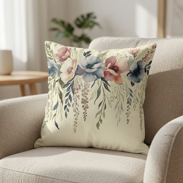 Coussin Cascade Florale Pastel Bohème (Créateur téléchargé)