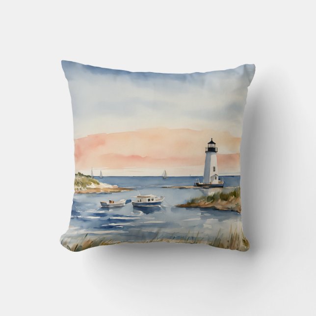 Coussin Cascade marine Bateaux côtiers Sunrise Phare (Recto)