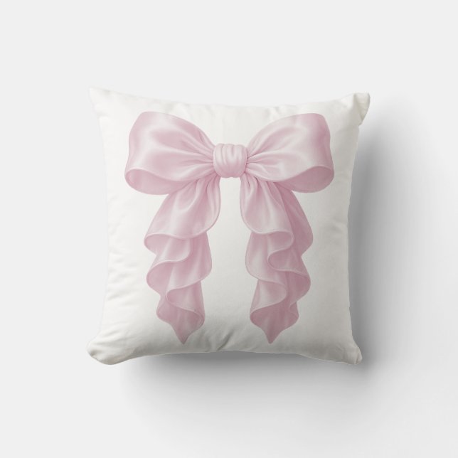 Coussin Cascade rose ruban froissé Élégant Filleul Féminin (Recto)