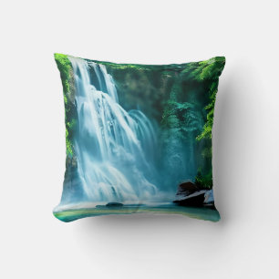 Coussin Cascade serène en bleu pâle et vert