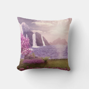 Coussin Cascades et cerisiers au bord d'un lac