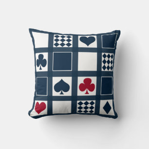 Coussin Casino jouer aux cartes costume coeur croix clubs 