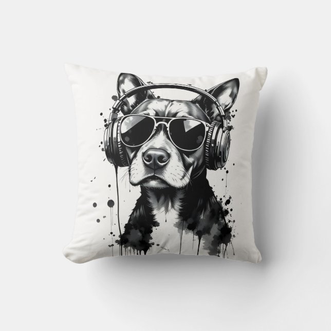 Coussin Casque de chien cool Cute Animaux de compagnie enc (Recto)