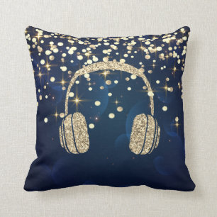 Coussin Casque de Parties scintillant d'or, Points étoiles