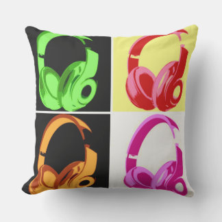 Coussin Casque de quatre couleurs Pop Art Tête Téléphone