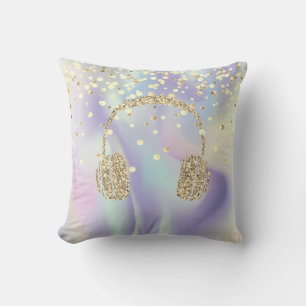 Coussin Casque Parties scintillant or, Points étoiles Holo