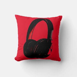 Coussin Casque rouge jaune Pop Art Head Téléphone