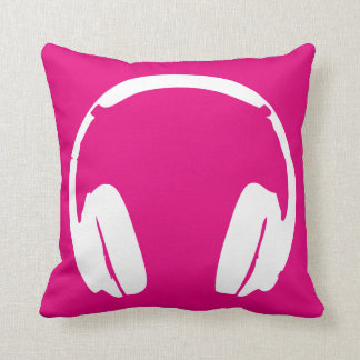 Coussin Casques de musique (blanc/rose)