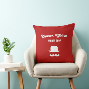 Coussin Casquette blanc et mustache silhouette rouge