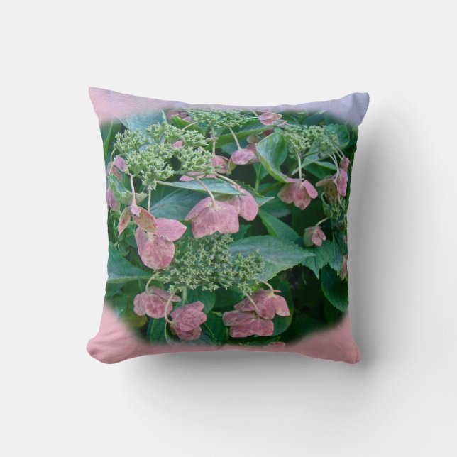 Coussin Casquette de dentelle rose, fleurs d'Hydrangea - C (Recto)