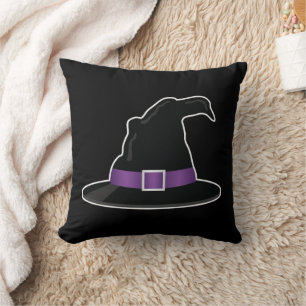 Coussin Casquette de la sorcière d'Halloween avec détails 