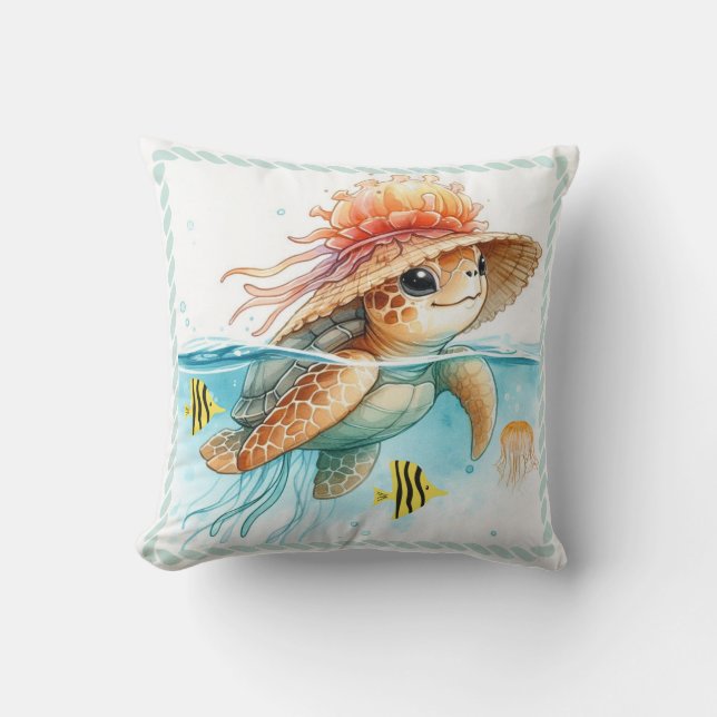 Coussin Casquette de méduse de la tortue de mer (Recto)