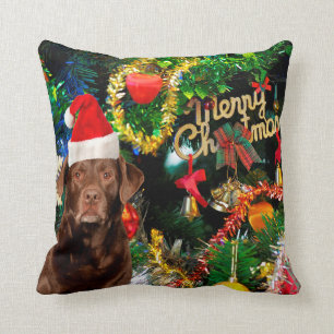Coussin Casquette de Père Noël de chien de labrador