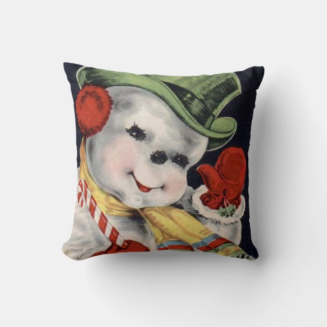 Coussin Casquettes coussins, Vintage Holiday Snowman (Recto)