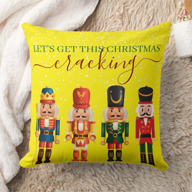Coussin Casse-Noisette Jaune Moderne Festif de Noël (Couverture)