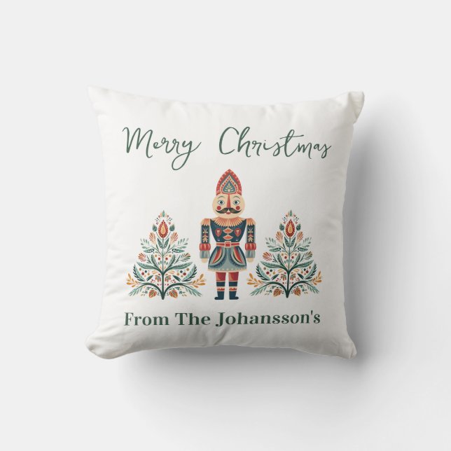Coussin Casse-noisette scandinave Nom personnalisé Noël (Recto)