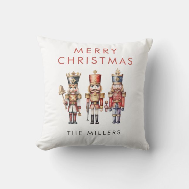 Coussin Casse-noix aquarelle moderne minimaliste Noël (Recto)
