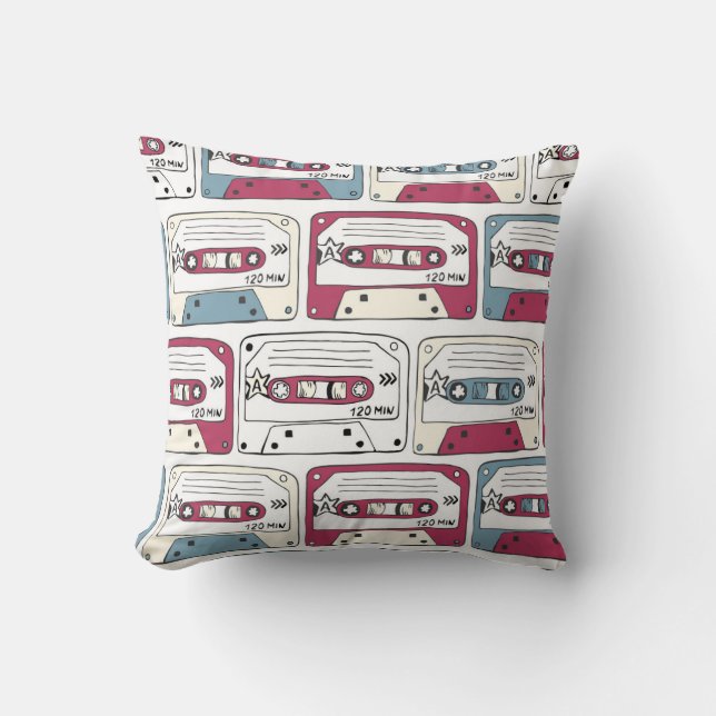 Coussin Cassettes de musique rétro : Arrière - plan de roc (Recto)