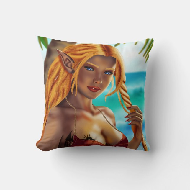 Coussin Cassja à la plage (Recto)